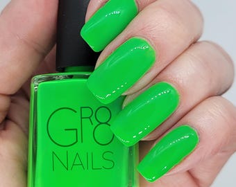 Neon Green Nail Polish Handmade by GR8 Nails