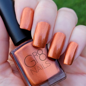 Copper Penny: Shimmery Burnt Orange Nail Polish Handmade by GR8 Nails