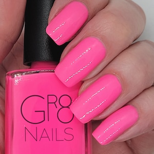 Hot Summer Day: Bright Pastel Neon Pink Nail Polish Hand Mixed by GR8 Nails