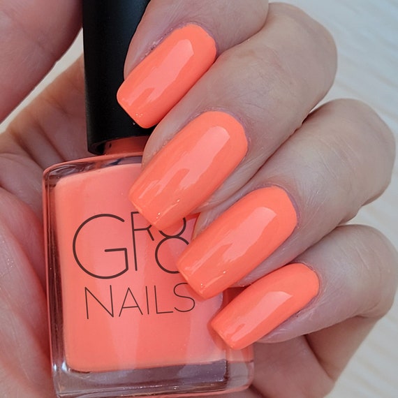 Toes in the Sand: Bright Pastel Neon Peach Nail Polish Hand - Etsy UK Toes in the Sand: Bright Pastel Neon Peach Nail Polish Hand - Etsy UK