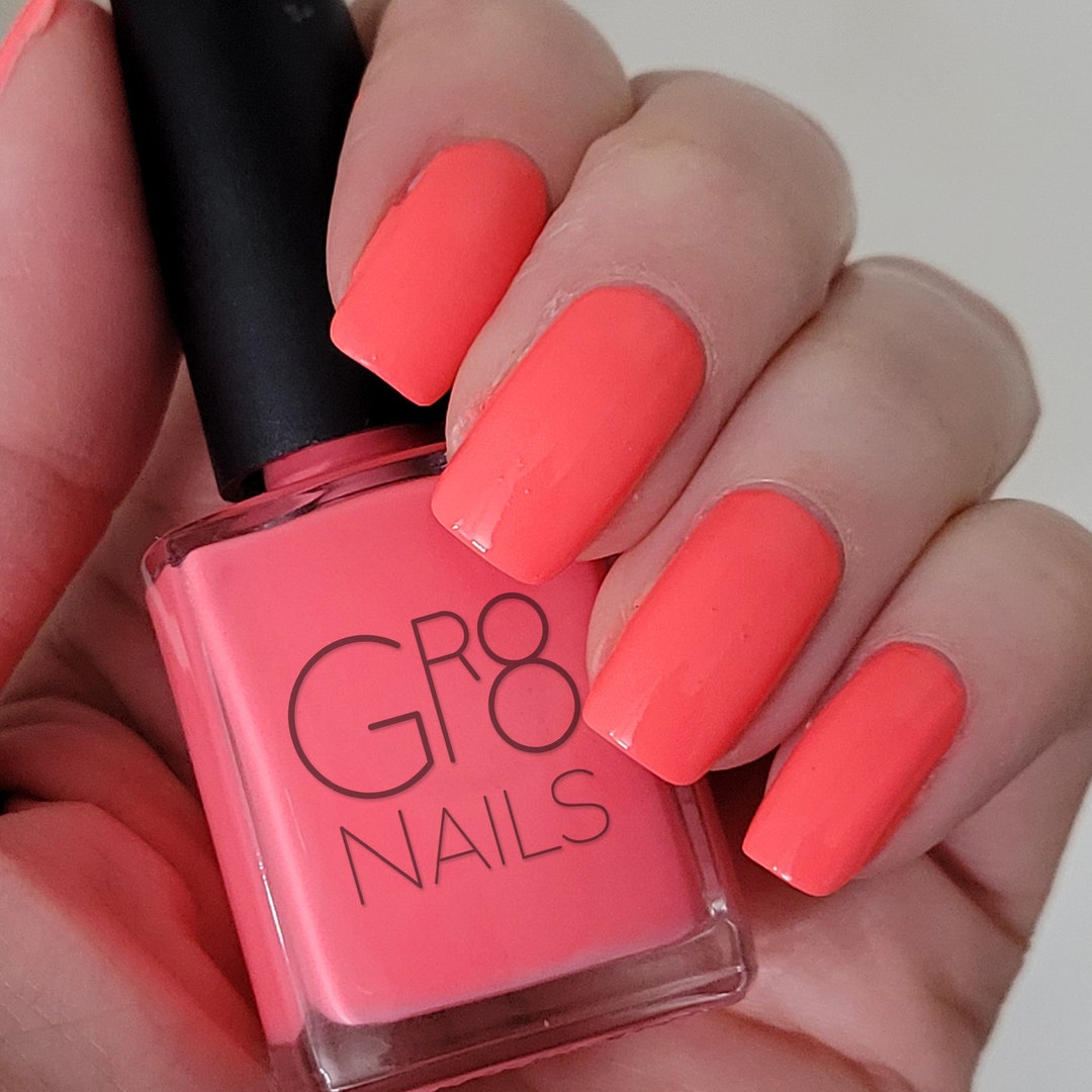Chaos Bright Coral Nail Polish Hand Mixed by GR8 Nails Etsy
