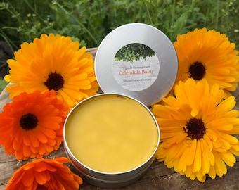 Calendula Balm Organic Homegrown Healing Skin Salve Flower Power Calendula Salve, Herbal Remedy Natural Health Sensitive Dry Skin cuts bites