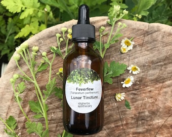 Feverfew Tincture Organic, Natural Health, Herbal Remedy, Homegrown Lunar Tincure, Headache Migraine releif