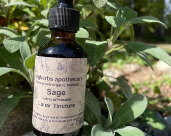 Sage Tincture Organic Lunar  Natural Health Herbal Remedy Homegrown Salvia officinalis