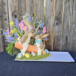 Easter table decoration, Easter centerpiece, Spring Floral Arrangement, Easter Bunny decor,  Spring/Easter candy dish