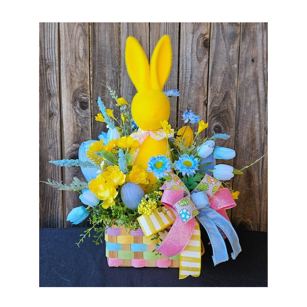 Easter Bunny Floral Centerpiece, Spring decor, Table arrangement