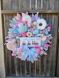 Candy Land Christmas Wreath: Whimsical Cupcake & Donut Holiday Door Decor