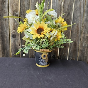 Sunflower Arrangement, You Are My Sunshine, Rustic Floral Decor, Faux Summer Centerpiece, Farmhouse decor, Kitchen arrangement
