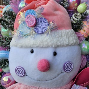 Candyland Snowman Wreath • Pastel Christmas Decor • Sweet Winter Door ...