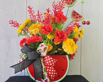 Watermelon Arrangement,  Watermelon Table Decor, Summer  Arrangement, Watermelon Kitchen Decor, Summer Table Decor, Table arrangement