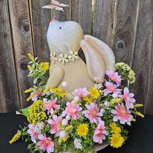 Spring Bunny Centerpiece, Whimsical Floral Arrangement, Easter decor, Spring decor, Bunny arrangement, Easter Table decor, Spring table