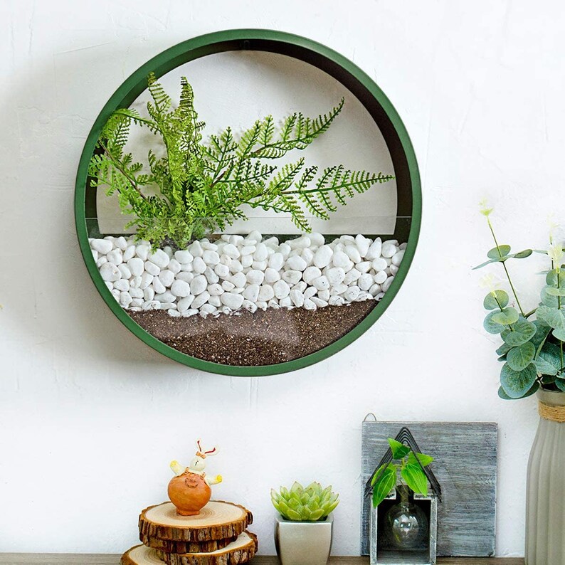 10 H Round Wall Hanging Plant Terrarium Metal Holder Etsy