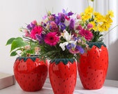 Flower vase, Strawberry gifts, Strawberry, ceramic flower pot, Gifts for her, Flower vases