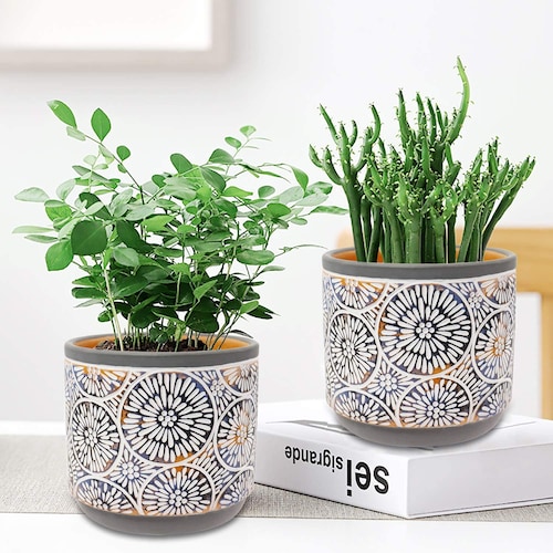 5 Inch Flower Pot Set 2 Pack Ceramic Plant Pots 5 Planter Set Etsy