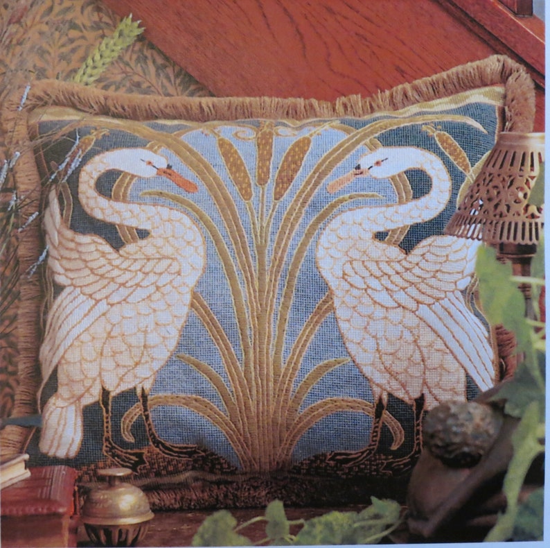 Tapestry Needlepoint Kit Swans Cushion Premium Tapestry Kit Cushion Front Glorafilia image 8