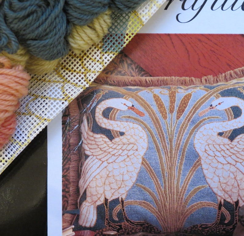 Tapestry Needlepoint Kit Swans Cushion Premium Tapestry Kit Cushion Front Glorafilia image 4