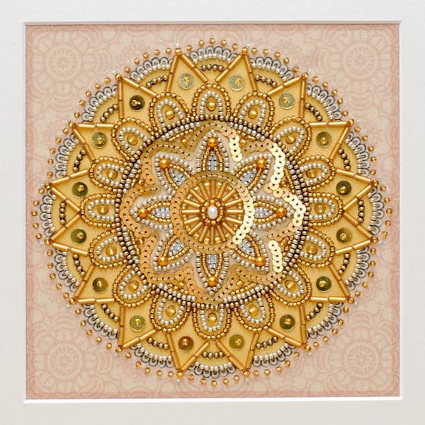 Kit de broderie de perles de richesse, kit de broderie de perles à la main mandala - Kit de broderie imprimée, broderie de perles moderne - Kit complet