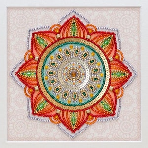 Happiness Bead Embroidery Kit, Mandala Hand Bead Embroidery Kit - Printed Embroidery Kit, Modern Bead Embroidery - Complete Kit