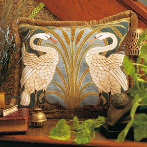 Tapestry Needlepoint Kit – Swans Cushion - Premium Tapestry Kit Cushion Front - Glorafilia