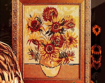 Tapestry Needlepoint Kit – Sunflowers, Van Gogh - Premium Needlepoint Kit Picture - Glorafilia