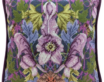 Tapestry Kit, Needlepoint Kit - Midnight Wolfsbane Tapestry Kit, Bloomsbury Moth Tapestry Kit by April Mawhinney