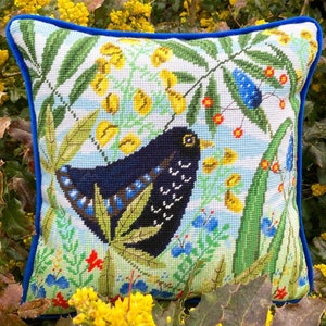 Tapestry Kit, Needlepoint Kit - Merle, Blackbird Tapestry Kit by Linda Hoskin