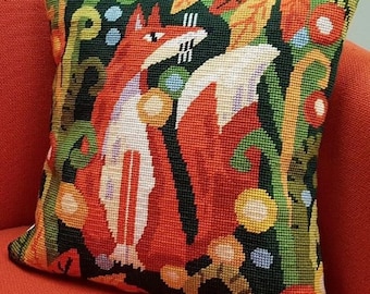 Tapestry Kit, Needlepoint Kit - Fox Tapestry Kit, Modern Art Needlepoint Kit, by Karen Carter