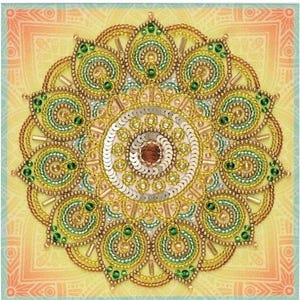 Prosperity Bead Embroidery Kit, Mandala Hand Bead Embroidery Kit - Printed Embroidery Kit, Modern Bead Embroidery - Complete Kit
