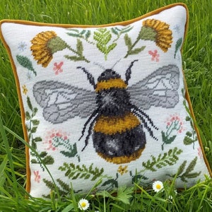 Tapestry Kit, Needlepoint Kit - Botanical Bee Tapestry Kit by Jade Mosinki
