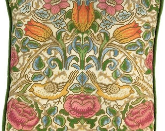 Tapestry Kit, Needlepoint Kit - William Morris, Rose - Flowers and Garden Birds Tapestry Needlepoint Kit by William Morris