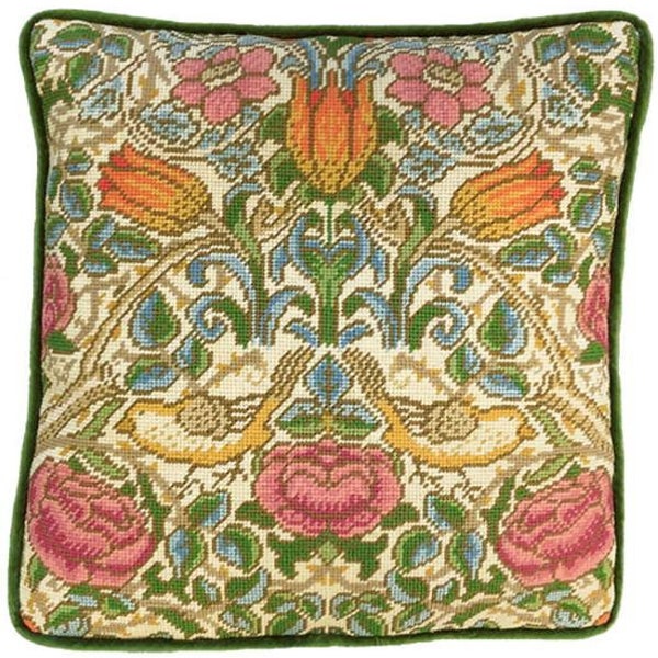 Tapestry Kit, Needlepoint Kit - William Morris, Rose - Flowers and Garden Birds Tapestry Needlepoint Kit by William Morris