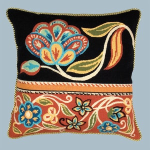 Tapestry Kit, Needlepoint Kit Persian Flowers - Premium Tapestry Kit Cushion Front - Glorafilia