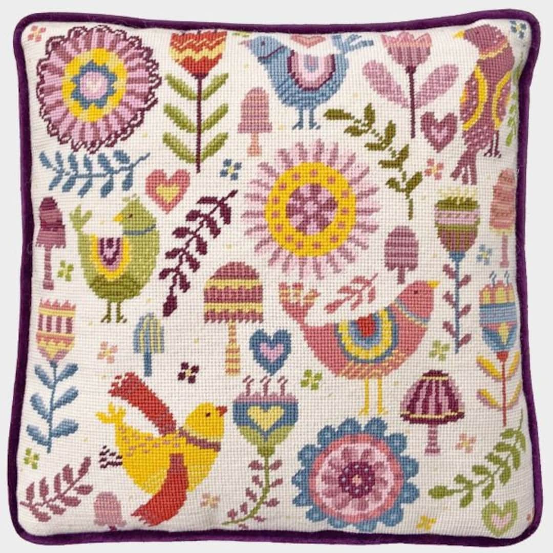 Tapestry Needlepoint Kit Swans Cushion Premium Tapestry Kit Cushion Front  Glorafilia 