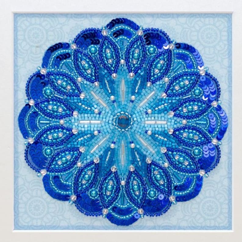 Lycka till med pärlbroderikit, Mandala handpärlbroderikit - Tryckt broderikit, Modern pärlbroderi - Komplett kit bild 1