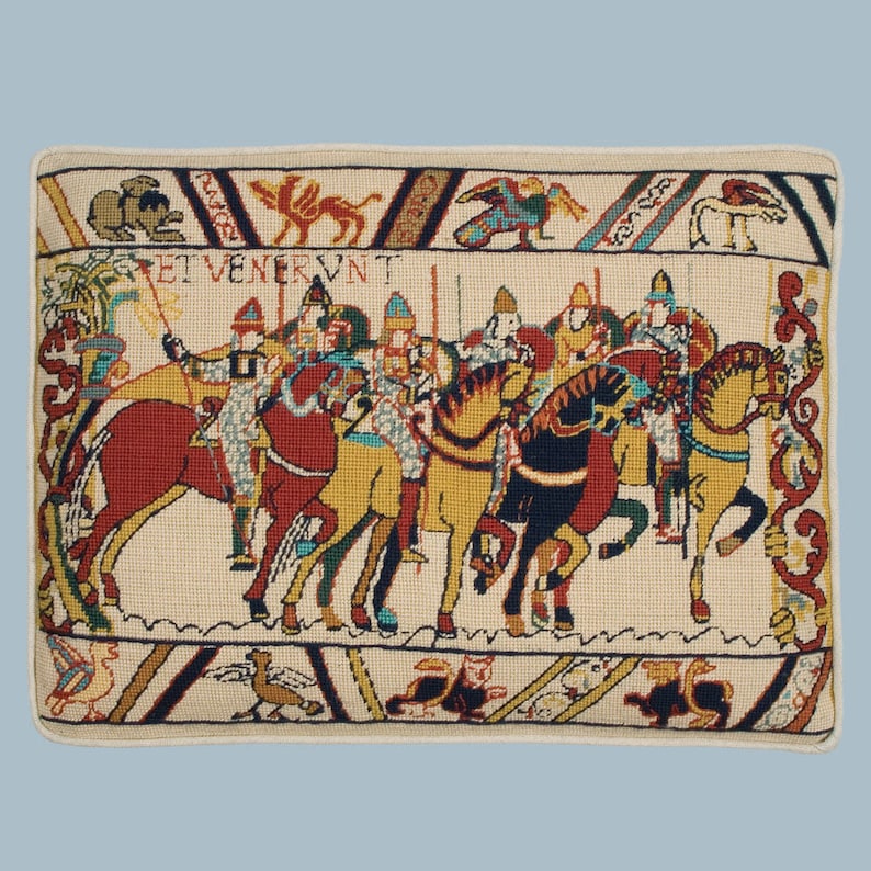 William Rides to War Tapestry Needlepoint Kit \u2013 Bayeux Tapestry Battle of Hastings Premium Tapestry Kit Cushion Front Glorafilia