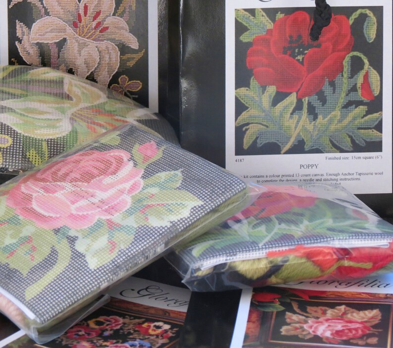 SET OF 4 Tapestry Kits Needlepoint Kits Victorian Miniature Etsy UK