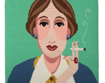 Tapestry Kit, Needlepoint Kit - Virginia Woolf - 12 holes per inch colour printed canvas - Appletons Tapestry Kit