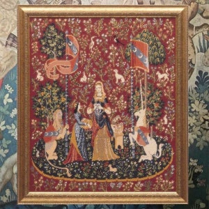 Tapestry Needlepoint Kit – Lady and the Unicorn - Medieval Premium Tapestry Kit Wall Hanging - Glorafilia