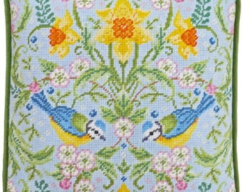 Tapestry Kit, Needlepoint Kit - Spring Bluetits by Karen Tye-Bentley