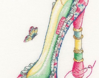 Cross Stitch Kit A Stitch in Time, Needlecrafters Fashion Shoe Counted Cross Stitch Picture, Sally King