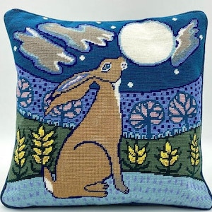 Gazing at the Moon Tapestry Kit, Needlepoint Kit - Cushion Front Tapestry Needle Art - Hare Cushion Tapestry Kit - Cleopatra&#39;s Needle