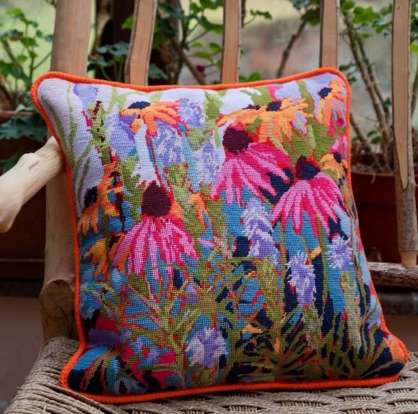 Needlepoint Pillows with Flowers. 18x18. 100% Wool.With Insert [Needlepoint  Pillows Flowers] - $59.99 : battenburg lace store, the home fashion center