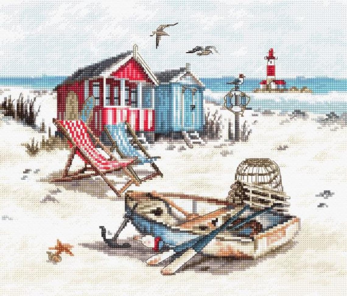 Cross Stitch Kit the Beach Counted Cross Stitch Kit Seascape - Etsy