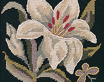 Tapestry Kit, Needlepoint Kit - Victorian Miniature Floral Tapestry Needlepoint Kit - Lily - Glorafilia
