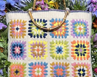 Tapestry Needlepoint Kit – Granny Squares Needlepoint Bag - Premium Tapestry Kit Needlepoint Bag - Glorafilia
