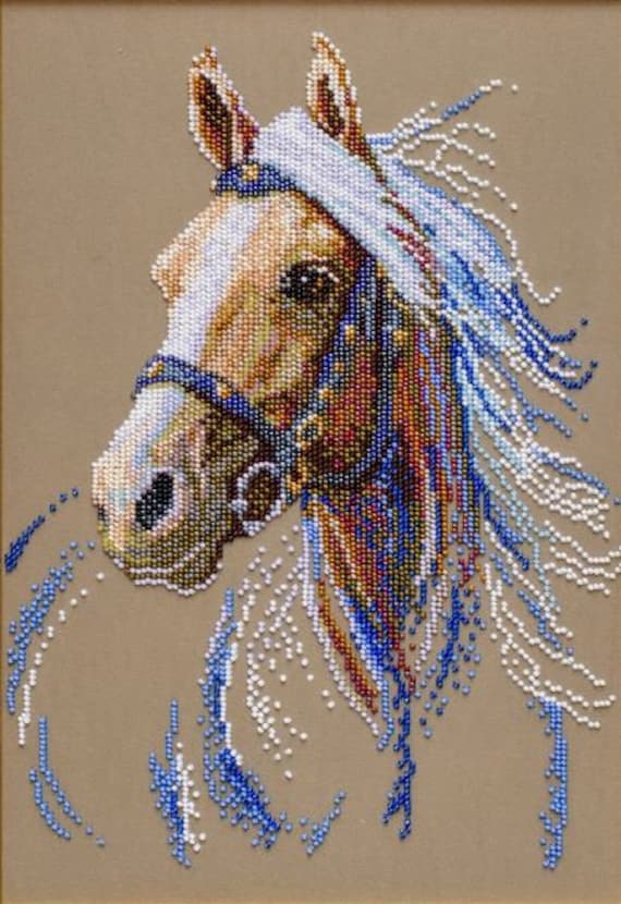 Lightning Horse Bead Embroidery Kit Horse Work Embroidery Kit Etsy
