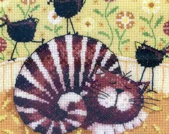COUNTED Cross Stitch Kit- Birds of a Feather Cross Stitch Kit, Modern Art Cross Stitch Needlecraft Kit, by Karen Carter