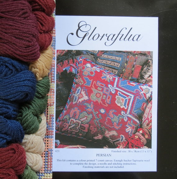 Glorafilia Tapestry Kit Premium Tapestry Kit Cushion Front Needlepoint Kit Persian Flowers