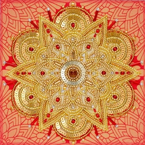 Money Magnet Bead Embroidery Kit, Mandala Hand Bead Embroidery Kit - Printed Embroidery Kit, Modern Bead Embroidery - Complete Kit