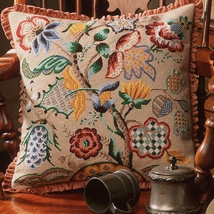 Tapestry Needlepoint Kit – Audley End - Premium Tapestry Kit Jacobean Crewel Cushion Front - Glorafilia